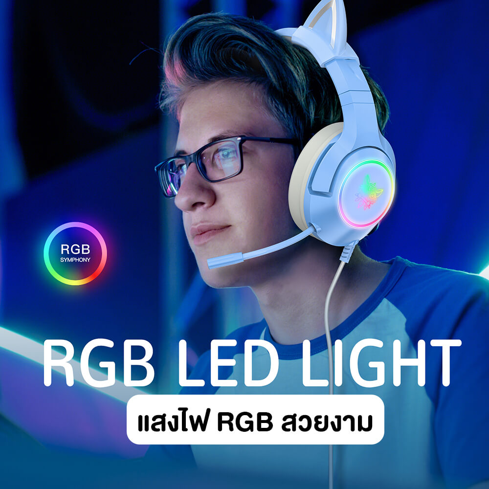 หูฟังเกมมิ่ง ONIKUMA K9 CAT EARS GAMING HEADSET - สีน้ำเงิน (3.5)_2